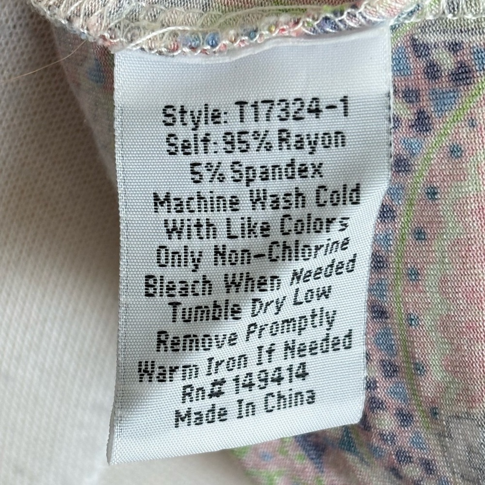 JOHNNY WAS Catalina Block T-Shirt Colorful Floral Short Sleeve Tee Boho Size XS - Picture 7 of 7